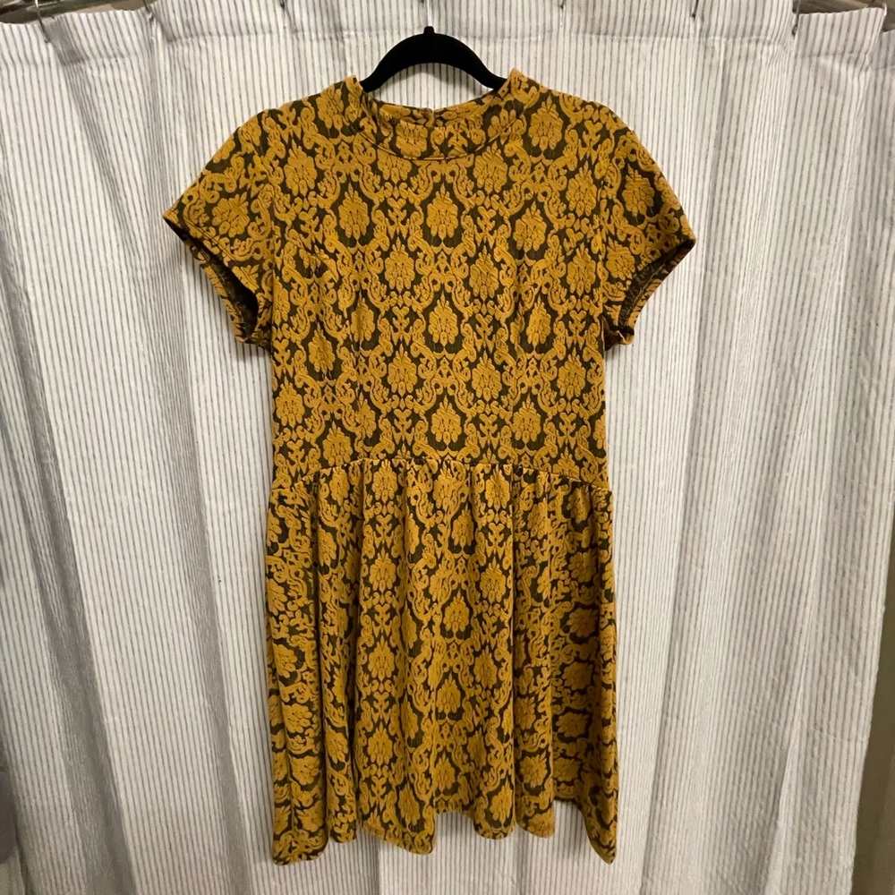 Mustard and Black Pattern Dress